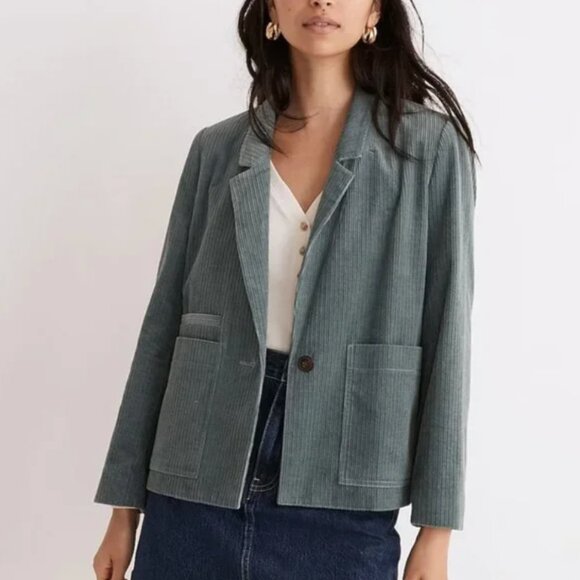 Madewell Jackets & Blazers - Madewell Corduroy Crop Dorset Blazer in Sage Green | Like New | Size Medium